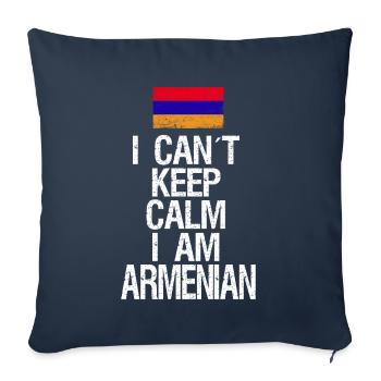 Je ne peux pas rester calme Je suis arménien - Housse de coussin décorative 45 x 45 cm - bleu marine - Devant