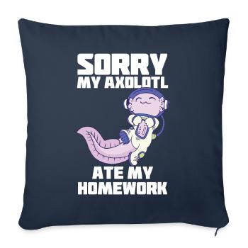 Axolotl Astronaut Homework Funny Space S - Sofa pillowcase 17,3'' x 17,3'' (45 x 45 cm) - navy - Front