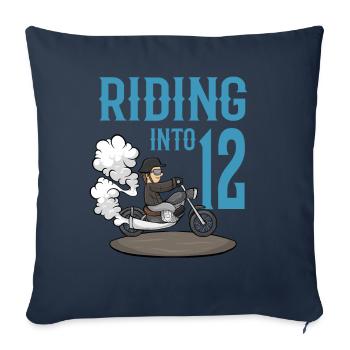 Motorcyclist Riding Into 12 Motorcycle Birthday - Sofa pillowcase 17,3'' x 17,3'' (45 x 45 cm) - navy - Front