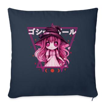 Kawaii Pastell Goth Witch Anime Chibi Vaporwave - Sofakissenbezug 45 x 45 cm - Navy - Vorne