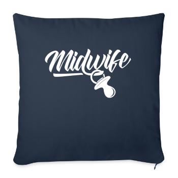 Sage-femme Dictons obstétrique Profession de sage-femme - Housse de coussin décorative 45 x 45 cm - bleu marine - Devant