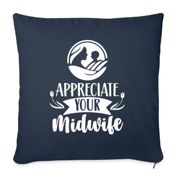 Appréciez votre profession de sage-femme obstétrique - Housse de coussin décorative 45 x 45 cm - bleu marine - Devant