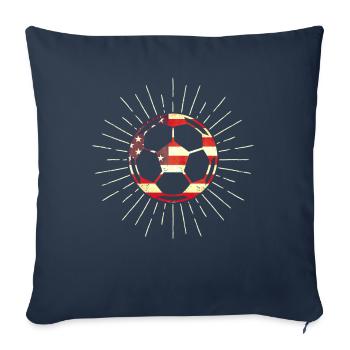 Drapeau américain sur le ballon de football - Housse de coussin décorative 45 x 45 cm - bleu marine - Devant