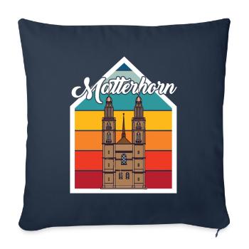Cervin Suisse Zermatt Alpes souvenir ski montagne - Housse de coussin décorative 45 x 45 cm - bleu marine - Devant