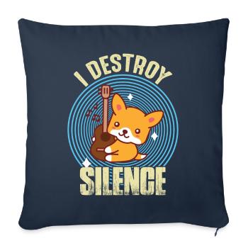 Guitare Destroy Silence Nice Fox guitariste Rockgi - Housse de coussin décorative 45 x 45 cm - bleu marine - Devant