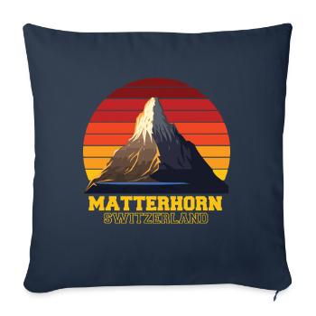 Matterhorn Alpes Suisse Souvenir Ski Zermatt Skif - Housse de coussin décorative 45 x 45 cm - bleu marine - Devant