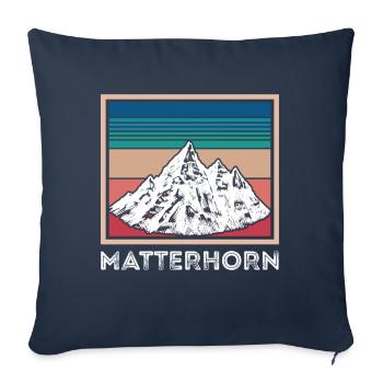 Alpen Cervin Suisse Souvenir Ski Zermatt Skif - Housse de coussin décorative 45 x 45 cm - bleu marine - Devant