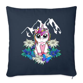 Alpes Licorne Printemps Animaux mythiques Alm Enfants - Housse de coussin décorative 45 x 45 cm - bleu marine - Devant