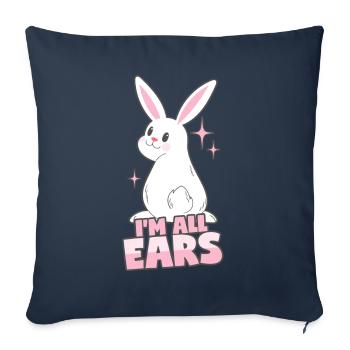 Rabbit: I'm all ears - Sofa pillowcase 17,3'' x 17,3'' (45 x 45 cm) - navy - Front