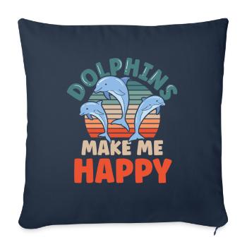 Dolphins make me happy Dolphin Dolphin - Sofa pillowcase 17,3'' x 17,3'' (45 x 45 cm) - navy - Front