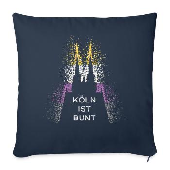 Cathédrale de Cologne Cologne Kölle Asexualité asexuée - Housse de coussin décorative 45 x 45 cm - bleu marine - Devant