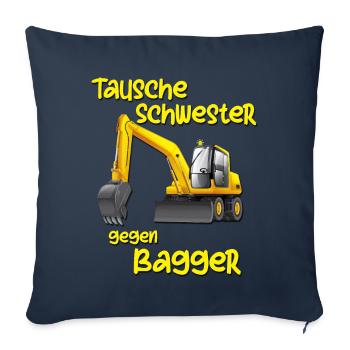 Tausche Schwester gegen Bagger Jungs Lustig Kinder - Sofakissenbezug 45 x 45 cm - Navy - Vorne