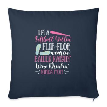 Softball Mère Baseball Fille Fils Cadeau - Housse de coussin décorative 45 x 45 cm - bleu marine - Devant