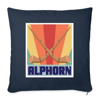 Alphorn Instrument de Musique Rétro en Suisse Alpen Sou - Housse de coussin décorative 45 x 45 cm - bleu marine - Devant