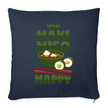 Maki & Miso - Cuisine japonaise - Housse de coussin décorative 45 x 45 cm - bleu marine - Devant