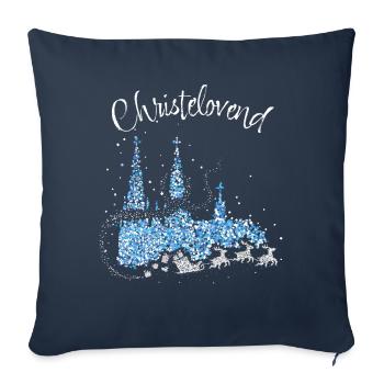 Cathédrale de Cologne Fastelovend Colonia Cologne Jours de Noël - Housse de coussin décorative 45 x 45 cm - bleu marine - Devant