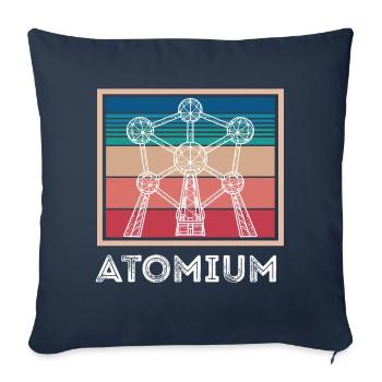 Atome Atomium Noyau atomique Physiciens Science Physique - Housse de coussin décorative 45 x 45 cm - bleu marine - Devant