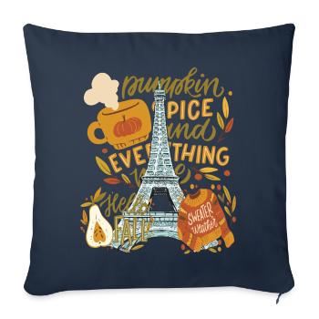Paris Hallo Herbst Kürbisse auf Eiffelturm Herbst - Sofakissenbezug 45 x 45 cm - Navy - Vorne