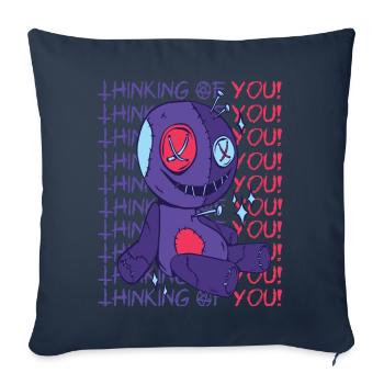 Vaudou je pense à toi ! Sorcière effrayante d’Halloween - Housse de coussin décorative 45 x 45 cm - bleu marine - Devant