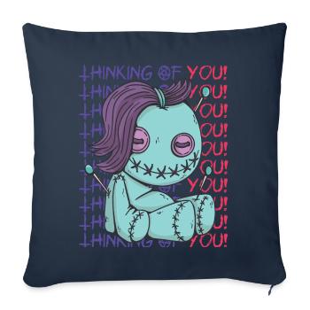 Vaudou effrayant je pense à toi! Ha effrayant - Housse de coussin décorative 45 x 45 cm - bleu marine - Devant