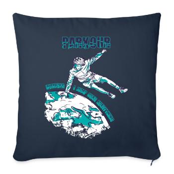 Parkour Warning Jump over everything Freestyle Runnin - Sofa pillowcase 17,3'' x 17,3'' (45 x 45 cm) - navy - Front