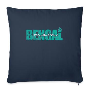 Bengal Maman Race d’animal de compagnie Chat domestique - Housse de coussin décorative 45 x 45 cm - bleu marine - Devant