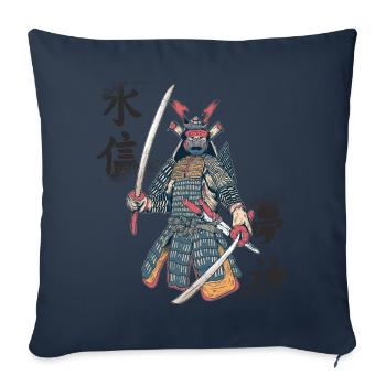 Samouraï Rétro Art Japonais Ninja Japonais K - Housse de coussin décorative 45 x 45 cm - bleu marine - Devant