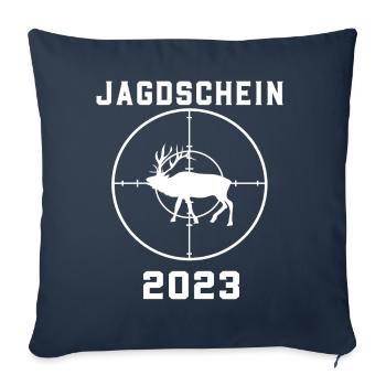 Jagdschein 2023 Jagd Jäger Jägerin - Sofakissenbezug 45 x 45 cm - Navy - Vorne
