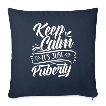 Restez calme Seule la puberté a grandi - Housse de coussin décorative 45 x 45 cm - bleu marine - Devant
