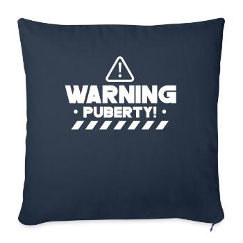 Avertissement: Puberté Adolescent Adulte Sarcastique - Housse de coussin décorative 45 x 45 cm - bleu marine - Devant