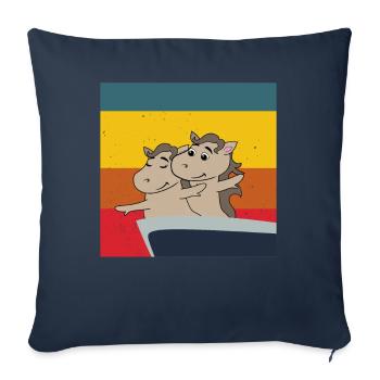 poulain de cheval mignon dans Titanic pose cheval mignon - Housse de coussin décorative 45 x 45 cm - bleu marine - Devant