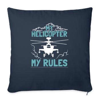 Pilote d’hélicoptère volant d’aviation - Housse de coussin décorative 45 x 45 cm - bleu marine - Devant