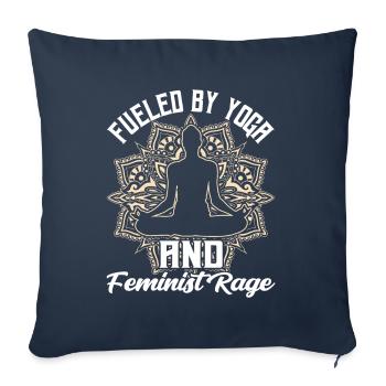 Poussé par le yoga et la colère féministe des femmes - Housse de coussin décorative 45 x 45 cm - bleu marine - Devant