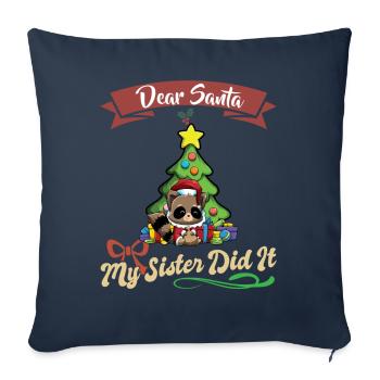 Cher Père Noël Ma soeur l'a fait Frères et sœurs Noël - Housse de coussin décorative 45 x 45 cm - bleu marine - Devant