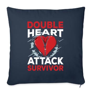 Doppelter Herzinfarkt Überlebender Herzanfall - Sofakissenbezug 45 x 45 cm - Navy - Vorne
