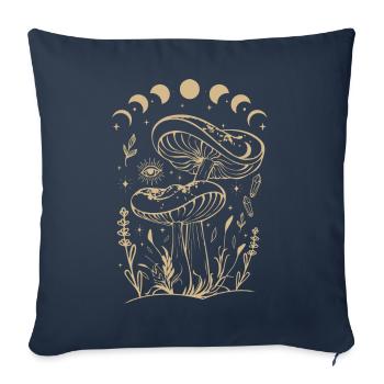 Boho Mushrooms & Minimalism Goblincore Aesthetic - Sofa pillowcase 17,3'' x 17,3'' (45 x 45 cm) - navy - Front