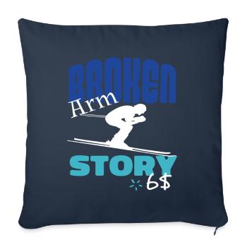 Broken Arm Story Fun Ski Descente Sports - Housse de coussin décorative 45 x 45 cm - bleu marine - Devant