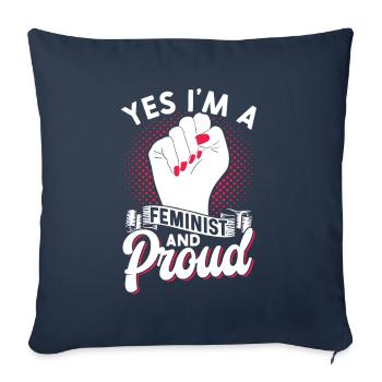Yes I am a feminist and proud of women - Sofa pillowcase 17,3'' x 17,3'' (45 x 45 cm) - navy - Front