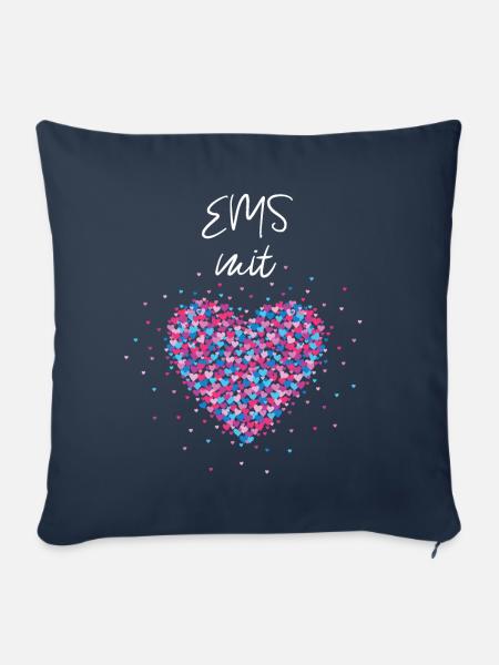 EMS mit Herz Elektromyostimulation Stimulation - Sofakissenbezug 45 x 45 cm - Navy