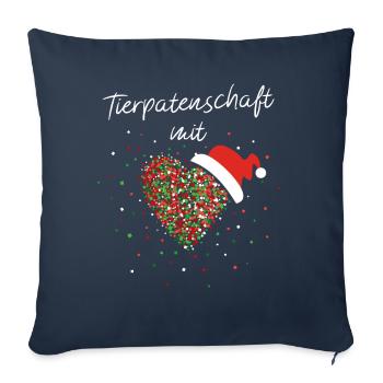 Tierpatenschaft mit Herz Tierheim Weihnachtsmotiv - Sofakissenbezug 45 x 45 cm - Navy - Vorne