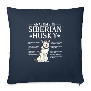 Husky Dog Dogs Siberian Husky Gift - Housse de coussin décorative 45 x 45 cm - bleu marine - Devant