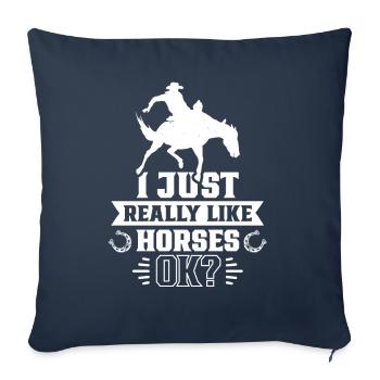 J’aime beaucoup les chevaux cavaliers l’équitation - Housse de coussin décorative 45 x 45 cm - bleu marine - Devant