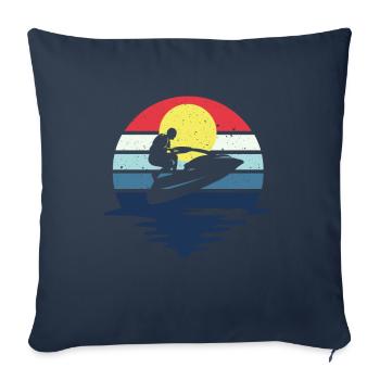 Retro Jet Boat Water Scooter Jet Ski - Sofa pillowcase 17,3'' x 17,3'' (45 x 45 cm) - navy - Front