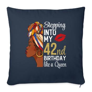 Entrer dans mon 42e anniversaire comme une reine - Housse de coussin décorative 45 x 45 cm - bleu marine - Devant