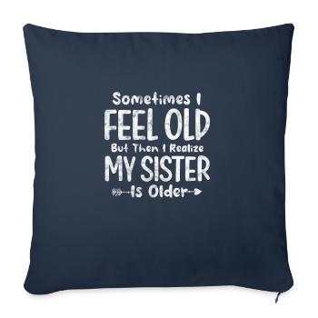 Grande sœur Frère frères et sœurs Cadeau - Housse de coussin décorative 45 x 45 cm - bleu marine - Devant