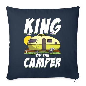 King Of The Camper Funny Camping - Housse de coussin décorative 45 x 45 cm - bleu marine - Devant