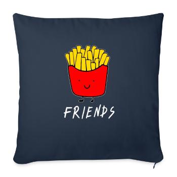 Meilleurs amis - Meilleurs amis - Frites - Frites - Housse de coussin décorative 45 x 45 cm - bleu marine - Devant