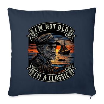Je ne suis pas vieux Je suis un amoureux des bateaux classiques - Housse de coussin décorative 45 x 45 cm - bleu marine - Devant