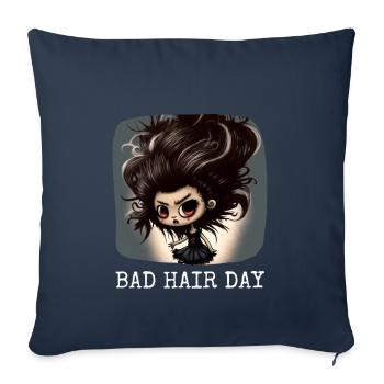 Bad Hair Day Design sarcastique - Housse de coussin décorative 45 x 45 cm - bleu marine - Devant