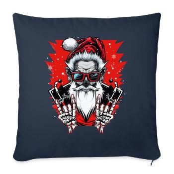 Rock n Roll Skeleton Santa Claus Funny Christmas - Sofa pillowcase 17,3'' x 17,3'' (45 x 45 cm) - navy - Front